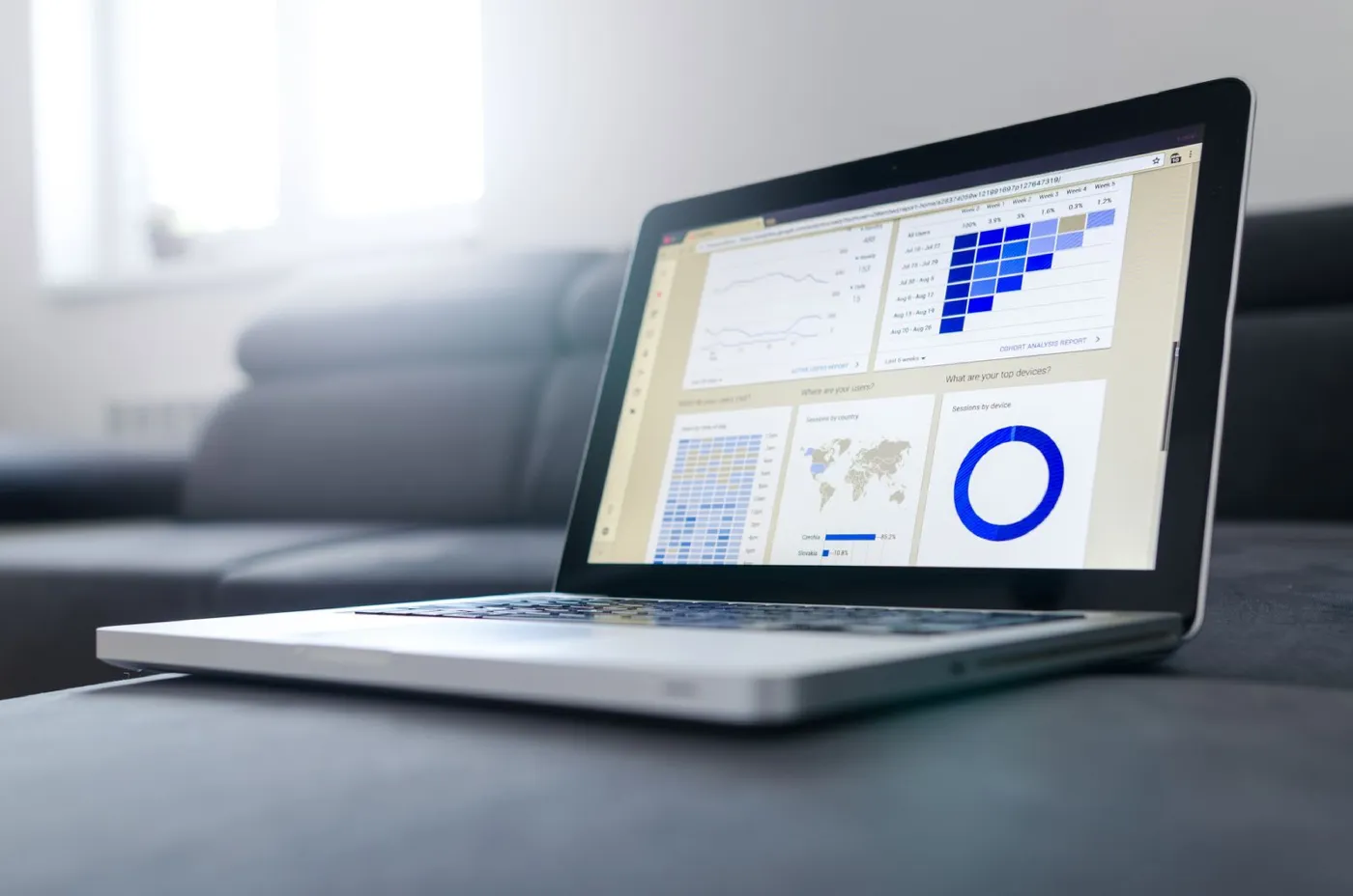 Notebook exibindo dashboards de dados